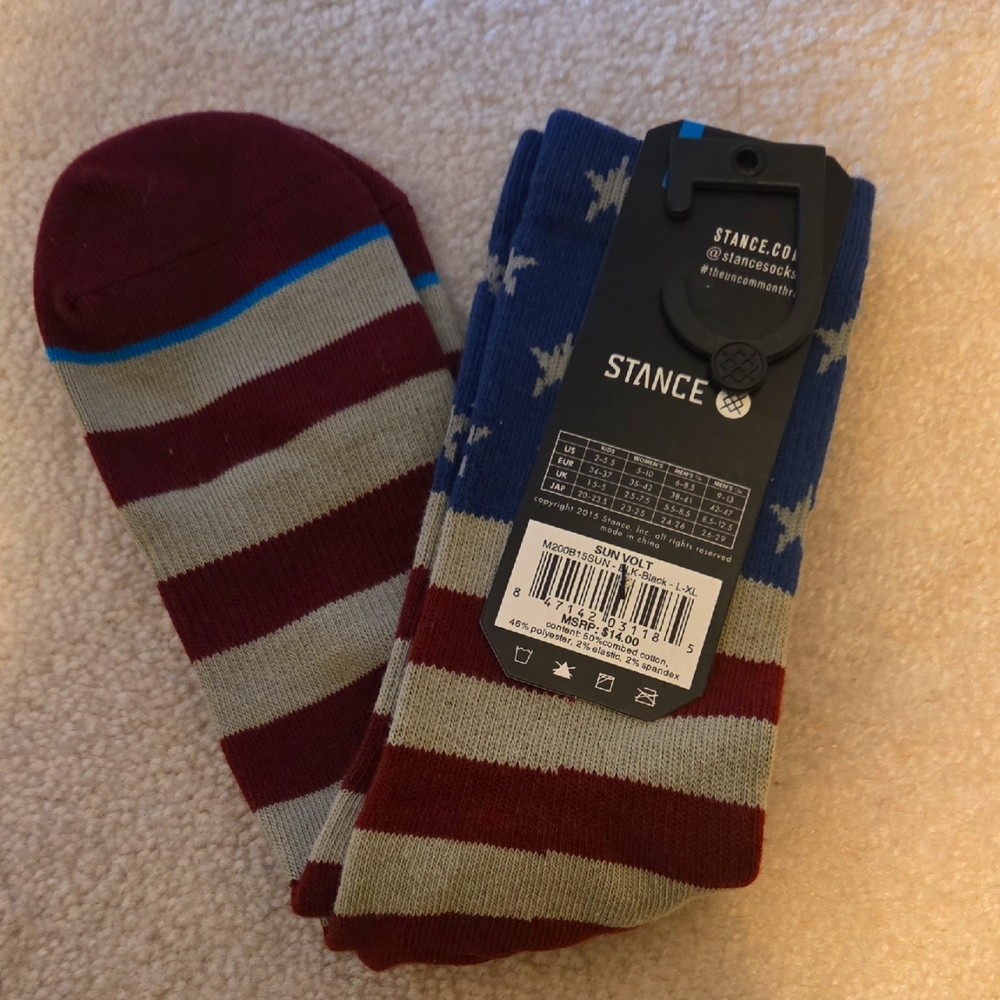Stance Men's Patriotic Striped Socks - Burgundy, Blue, Gray